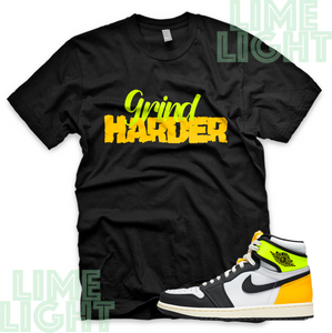 Volt Gold Air Jordan 1 "Grind Harder" Nike Air Jordan 1 Sneaker Match Shirt Tees