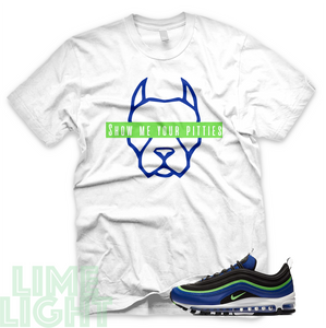 Hyper Blue/ Green Strike "Pitties" Air Max 97 Black/White Sneaker Match Shirt