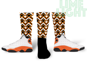 Air Jordan 13 Starfish Orange Socks "Peacock" Air Jordan 13 Sneaker Match Socks