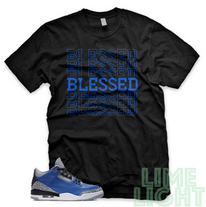 Varsity Royal "Blessed7" Air Jordan 3 Black/White Sneaker Match Shirt