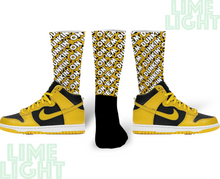 Load image into Gallery viewer, Dunk High Varsity Maize &quot;Dunkin on Em&quot; Nike Varsity Maize Sneaker Match Socks
