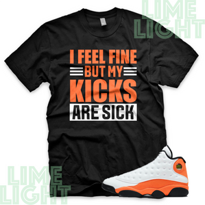 Air Jordan 13 Starfish Orange "Sick Kicks" Air Jordan 13 Sneaker Match Shirt
