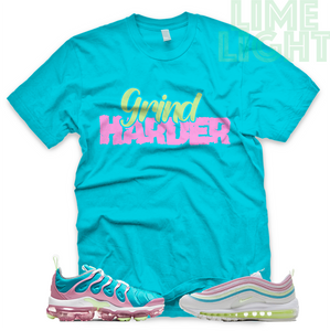 Barely Volt/ Teal/ Pink "Grind Harder" Vapormax Plus Sneaker Shirt