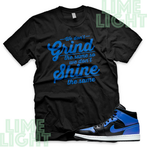 Jordan 1 Black Hyper Royal "Grind & Shine" Nike Air Jordan 1 Sneaker Match Shirt