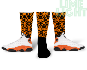 Air Jordan 13 Starfish Orange Socks "Teardrop" Air Jordan 13 Sneaker Match Socks