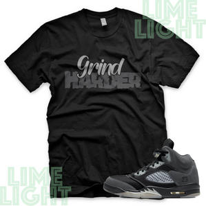 Jordan 5 Anthracite "Grind Harder" Nike Air Jordan 5 Sneaker Match Shirt Tee