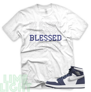 Midnight Navy "Blessed7" Nike Air Jordan 1 Black/ White Sneaker Match Tees