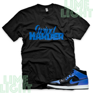 Jordan 1 Black Hyper Royal "Grind Harder" Nike Air Jordan 1 Sneaker Match Shirt