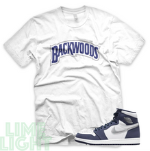 Load image into Gallery viewer, Midnight Navy &quot;Backwoods&quot; Nike Air Jordan 1 Black/ White Sneaker Match Tees
