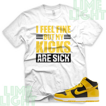 Load image into Gallery viewer, Varsity Maize Nike Dunk Highs &quot;Sick Kicks&quot; Nike Dunk High Sneaker Match Shirt
