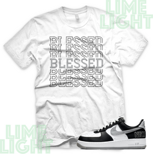 Air Force 1 Black Silver "Blessed7" Nike AF1 Black Silver Sneaker Match Shirt