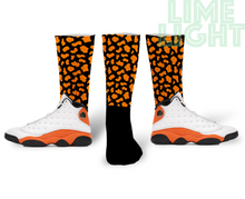 Load image into Gallery viewer, Air Jordan 13 Starfish Orange Socks &quot;Giraffe&quot; Air Jordan 13 Sneaker Match Socks
