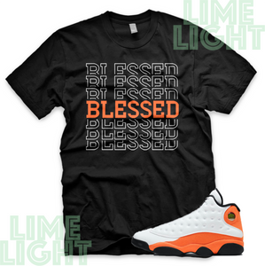 Air Jordan 13 Starfish Orange "Blessed7" Air Jordan 13 Sneaker Match Shirt Tees