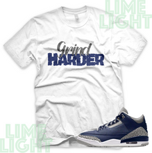 Load image into Gallery viewer, Air Jordan 3 Midnight Navy &quot;Grind Harder&quot; Air Jordan 3 Sneaker Match Shirt Tees
