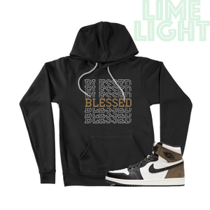 Dark Mocha "Blessed7" Nike Air Jordan 1 Black Pullover Hoodie Sweatshirt