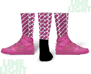 Dunk High Cosmic Fuchsia "Dunkin on Em" Nike Dunk High Sneaker Match Socks