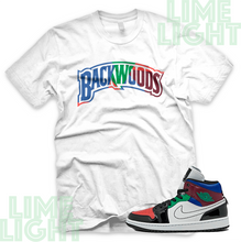 Load image into Gallery viewer, University Red/ Varsity Royal &quot;Backwoods&quot; Air Jordan 1 Multicolor Black or White Sneaker Match Shirt
