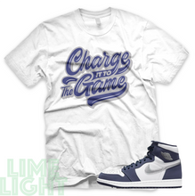 Load image into Gallery viewer, Midnight Navy &quot;Charge It To The Game&quot; Air Jordan 1 Black or White Sneaker Match Shirt
