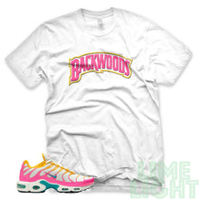 Load image into Gallery viewer, Spirit Teal/Tropical Twist &quot;BACKWOODS&quot; Air Max Plus White Sneaker T-Shirt
