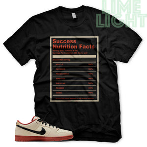 Nike Sb Dunk Low Muslin "SUCCESS NUTRITION FACTS" Black Sneaker T-Shirt
