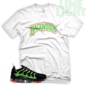 Black/Ember Glow/Electric Green/Kumquat "BACKWOODS" Vapor Max Plus White Sneaker T-Shirt