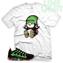 Load image into Gallery viewer, Black/Ember Glow/Electric Green/Kumquat &quot;PENGUIN&quot; Vapor Max Plus White Sneaker T-Shirt
