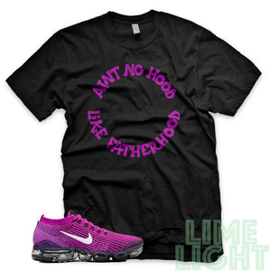 Vivid Purple "Ain't No Hood Like Fatherhood" Nike Air VaporMax Flyknit 3 Black T-Shirt