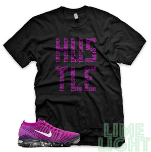 Vivid Purple "Time is Money" Nike Air VaporMax Flyknit 3 Black T-Shirt