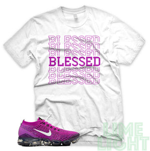 Vivid Purple "Blessed 7" Nike Air VaporMax Flyknit 3 White T-Shirt
