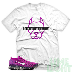 Vivid Purple "Show Me Your Pitties" Nike Air VaporMax Flyknit 3 White  T-Shirt