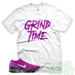 Vivid Purple "Grind Time" Nike Air VaporMax Flyknit 3 White T-Shirt