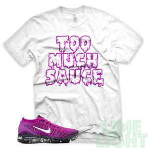 Vivid Purple "Too Much Sauce" Nike Air VaporMax Flyknit 3 White  T-Shirt