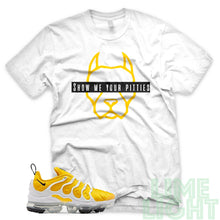 Load image into Gallery viewer, Speed Yellow Vapormax Plus &quot;Show Me Your Pitties&quot; White Sneaker Shirt
