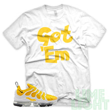 Load image into Gallery viewer, Speed Yellow Vapormax Plus &quot;Got &#39;Em&quot; White Sneaker Shirt
