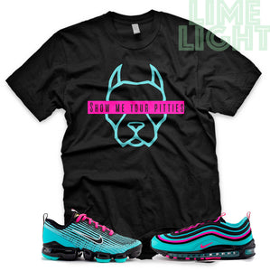 Hyper Turquoise/ Pink Blast "Show Me Your Pitties" VaporMax Flyknit 3 Black T-Shirt