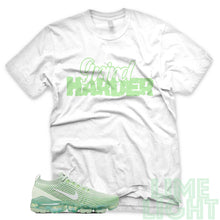 Load image into Gallery viewer, Ghost Green &quot;Grind Harder&quot; Nike VaporMax Flyknit 3 White T-Shirt

