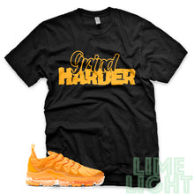 Load image into Gallery viewer, Laser Orange &quot;Grind Harder&quot; Vapor Max Plus Black T-Shirt
