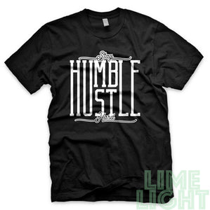 White on Black "Stay Humble Hustle Hard" Yeezy Zebra | Jordan Air 5 Retro Oreo |  Kamikaze 2 OG Black Sneaker T-Shirt