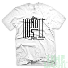 Load image into Gallery viewer, Black on White &quot;Stay Humble Hustle Hard&quot; Yeezy Zebra | Jordan Air 5 Retro Oreo |  Kamikaze 2 OG Black Sneaker T-Shirt
