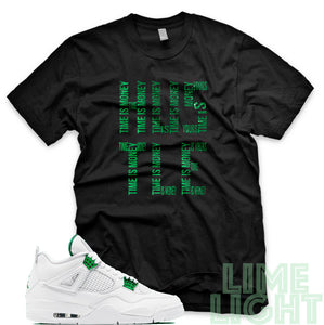 Air Jordan 4 Metallic Green "Time is Money" Black Sneaker T-Shirt