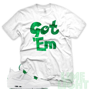 Air Jordan 4 Metallic Green "Got 'Em" White Sneaker T-Shirt