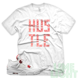 Air Jordan 4 Metallic Red "Time is Money" AJ4 White Sneaker T-Shirt