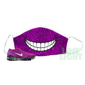 Vivid Purple "Elephant Print Smile" Vapormax Flyknit Reusable Washable Face Mask with Interior Filter Pocket