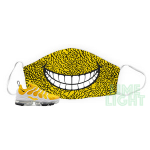 Speed Yellow "Elephant Print Smile" Vapormax Plus Washable Face Mask with Interior Filter Pocket