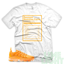 Load image into Gallery viewer, Laser Orange &quot;Success Nutrition Facts&quot; Vapor Max White Sneaker Shirt
