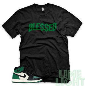 Pine Green "Money Blessed" Air Jordan 1 Retro OG Black Sneaker T-Shirt