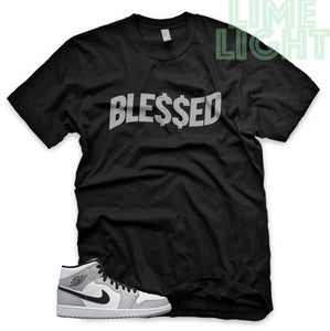 Light Smoke Grey "Money Blessed" Air Jordan 1 Black Sneaker T-Shirt