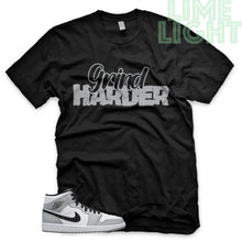 Load image into Gallery viewer, Light Smoke Grey &quot;Grind Harder&quot; Air Jordan 1 Black Sneaker T-Shirt
