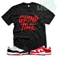 Load image into Gallery viewer, University Red &quot;Grind Time&quot; Jordan 11 Retro Concord Bred Low  | AJ1 Retro OG Bloodline | Dunk Low SP | AF1 Low | Black Sneaker Shirt
