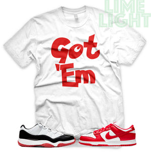 University Red "Got Em" AJ1 Retro OG Bloodline | Dunk Low SP | AF1 Low | Jordan 11 Retro Bred Low | White Sneaker Shirt